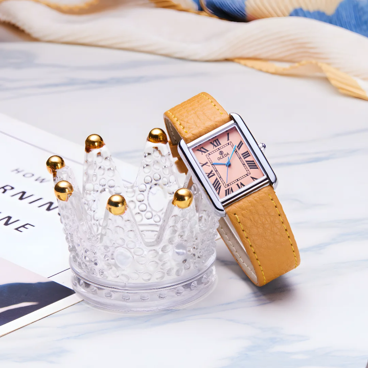OGEDA Waterproof Couple Watches Casual Fashion Quartz Stainless Steel Leather Strap Square Dial Men's And Women's Lover Watch