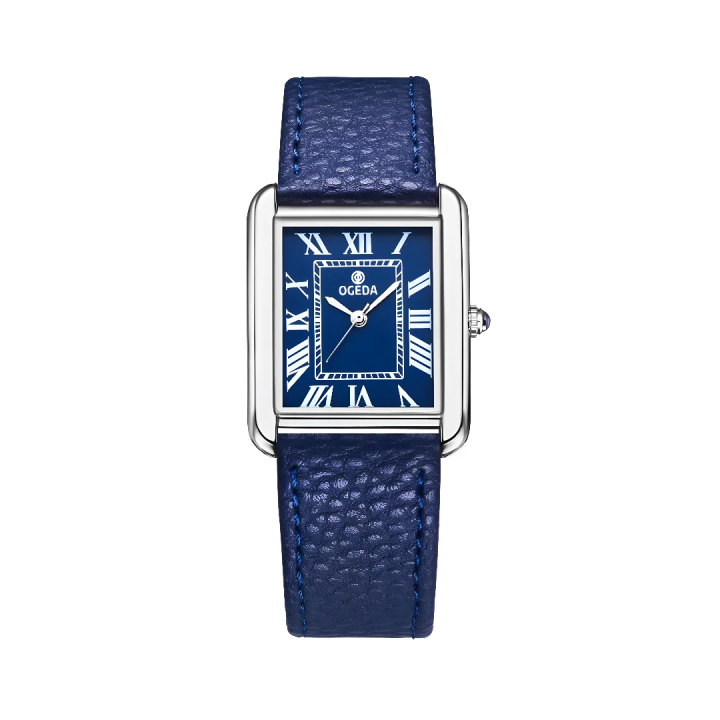OGEDA Waterproof Couple Watches Casual Fashion Quartz Stainless Steel Leather Strap Square Dial Men's And Women's Lover Watch