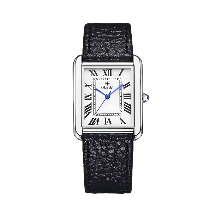 OGEDA Waterproof Couple Watches Casual Fashion Quartz Stainless Steel Leather Strap Square Dial Men's And Women's Lover Watch